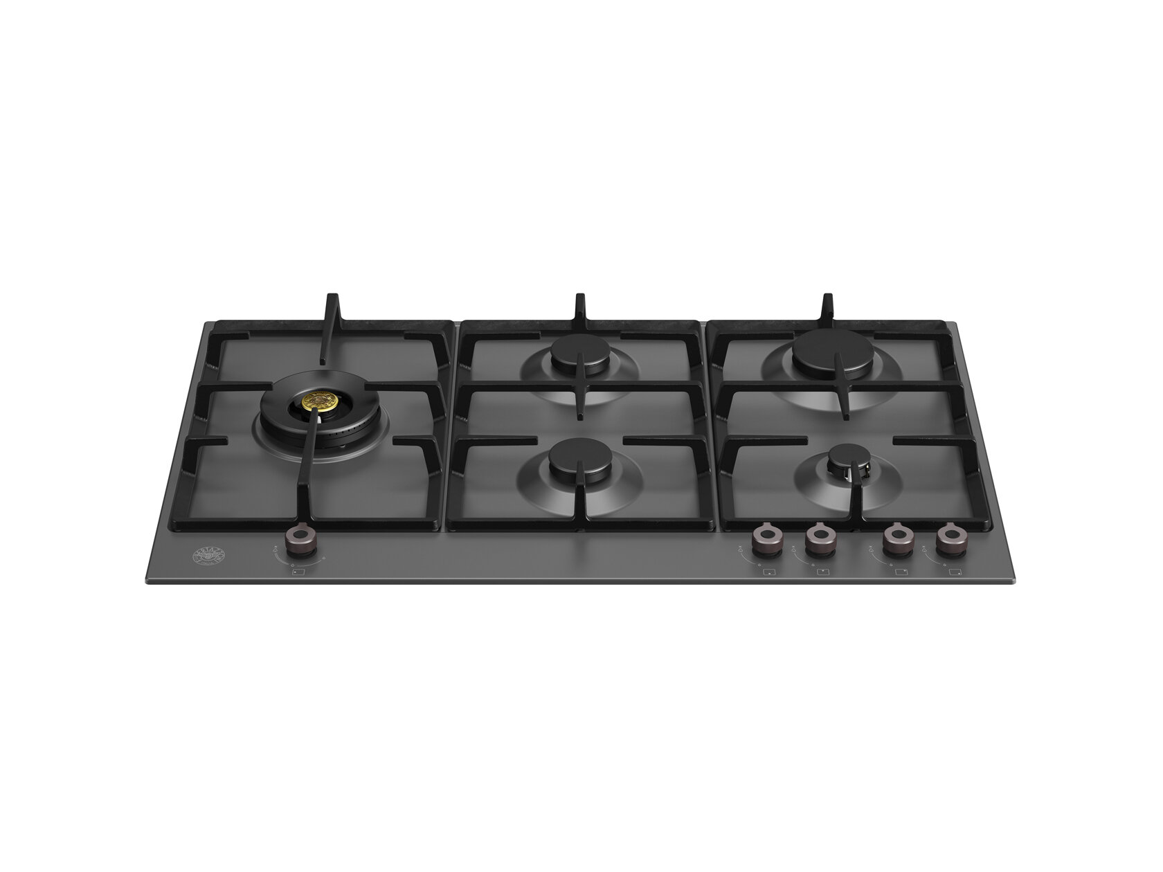 P905LPRONE Встраиваемая газовая варочная панель Bertazzoni, конфорка dual wok сбоку, 90 см Черный матовый