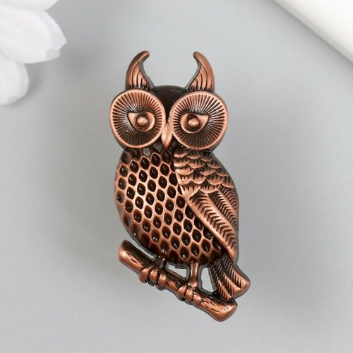 Ручка для шкатулки металл Филин на ветке медь 52х22 см 907₽