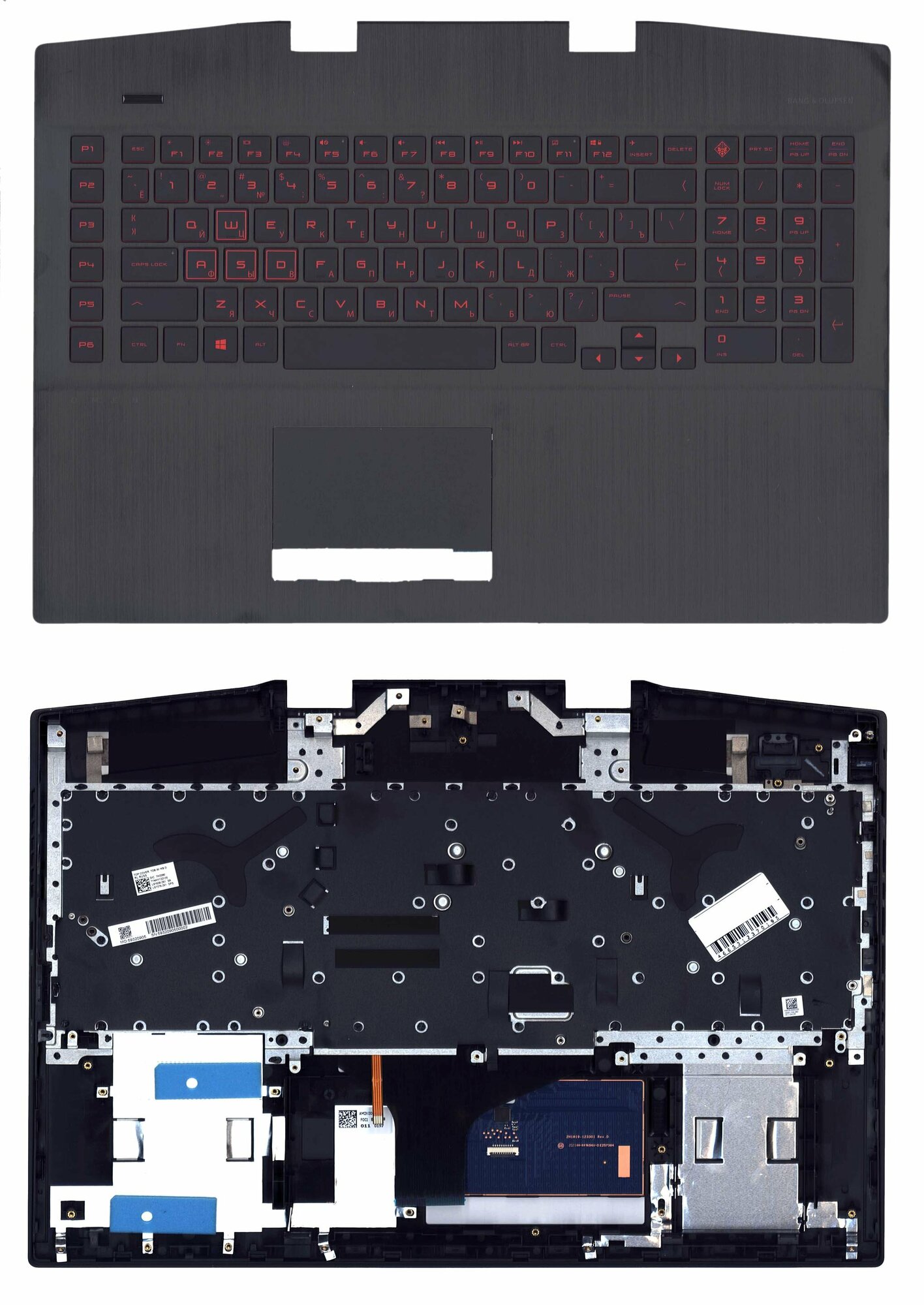 Клавиатура для HP Omen 17-CB топкейс (4.5x3.0), черный, ver.1