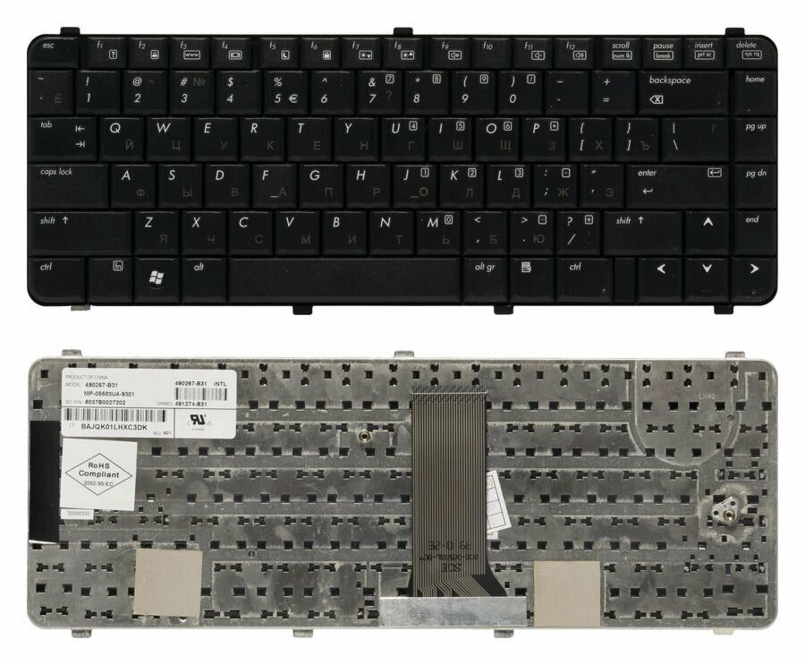 Клавиатура для ноутбуков для HP Compaq Presario CQ30 CQ35 Pavilion dv3-2000 dv3-2200 (6037B0O27202 MP-05583U4-9301 490267-B31) черная