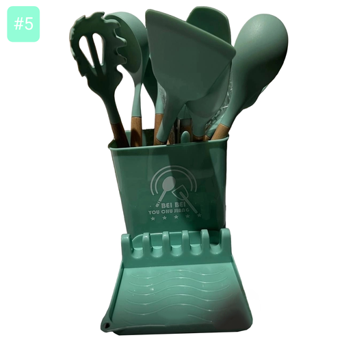 Набор кухонных принадлежностей, 13 предметов и стакан для хранения + с держателем для приборов 