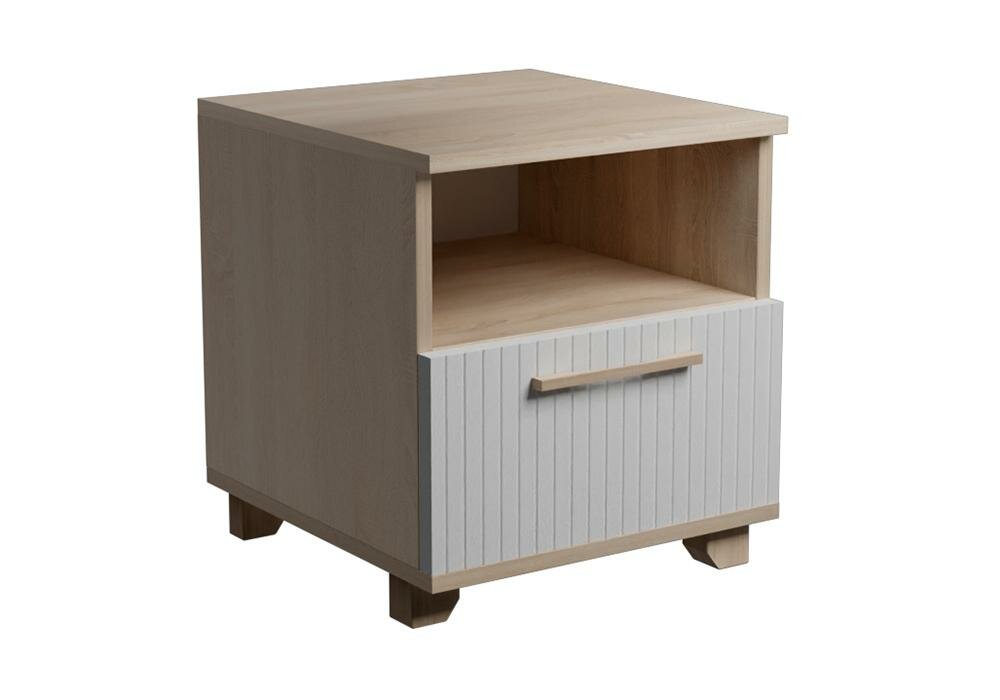 фото Тумба прикроватная Двенадцать стульев Копенгаген с ящиком дуб сонома / белый матовый 40x40x45 см