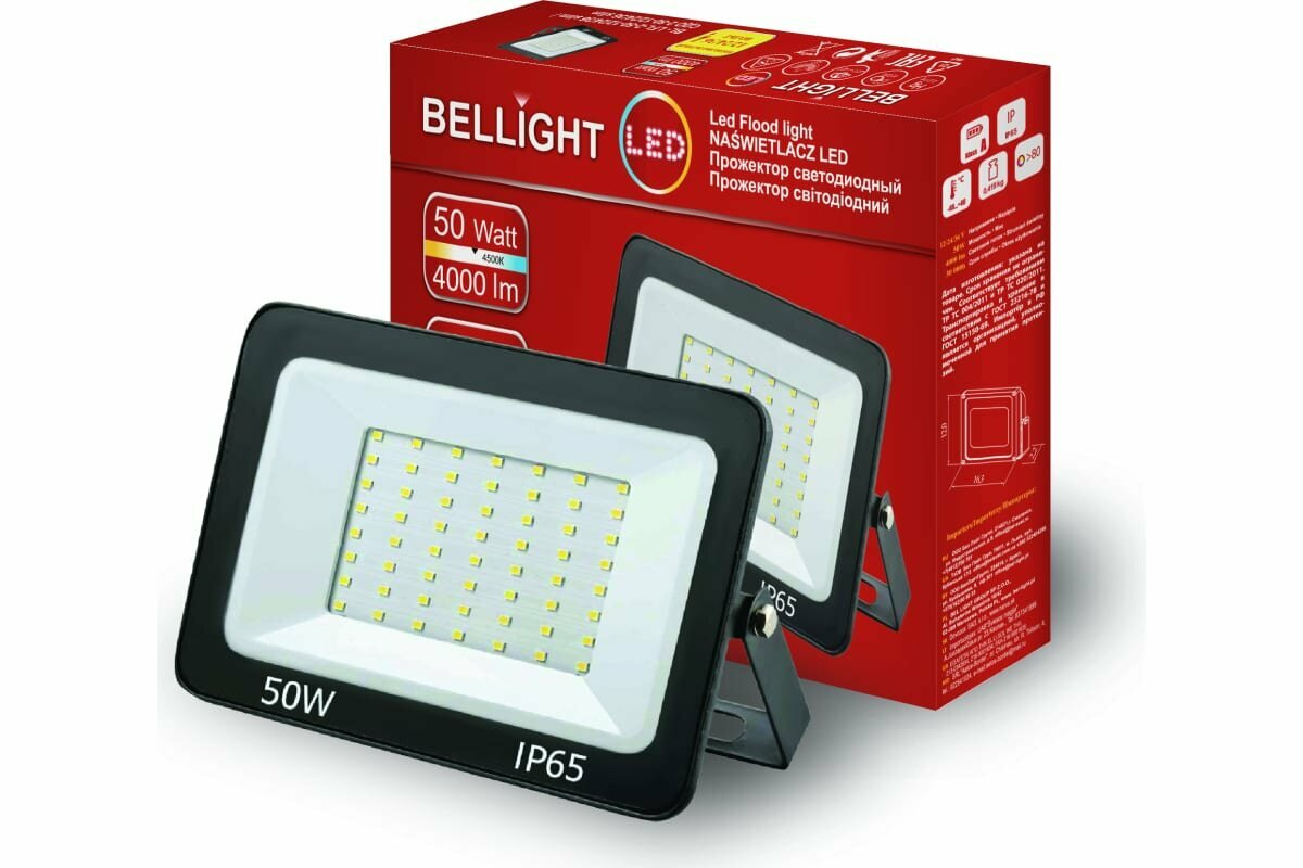 фото Прожектор BELLIGHT BL-LFL-2-50 slim/СДО 2-50 slim,4500К 4000Lm 220В 22504500