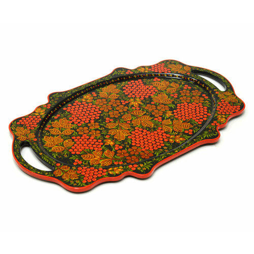 Поднос деревянный хохлома Рябина красная 2800₽
