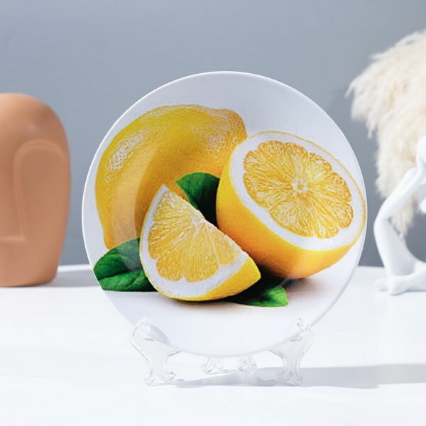 Тарелка декоративная "Сочный лимон", настенная, D = 17.5 см