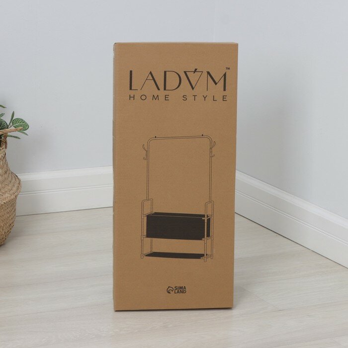 Стойка для одежды с корзиной LaDо́m, 60×26×160 см, цвет чёрный - фотография № 5