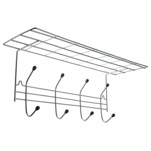 Вешалка для одежды 4 крючка с полкой/ Алтайский металлист(60*19,5*23,5 см)/ хром/ АЛТ 05С