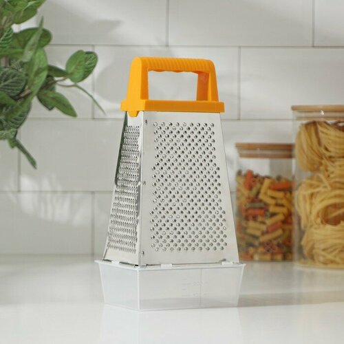 Тёрка с контейнером, четырехгранная, 20,4х9,6х12 см, нержавеющая сталь