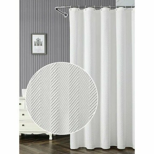 Шторка для ванной комнаты White Bone 180х200 см, полиэстер, цвет белый, Carnation Home Fashions, SBE21
