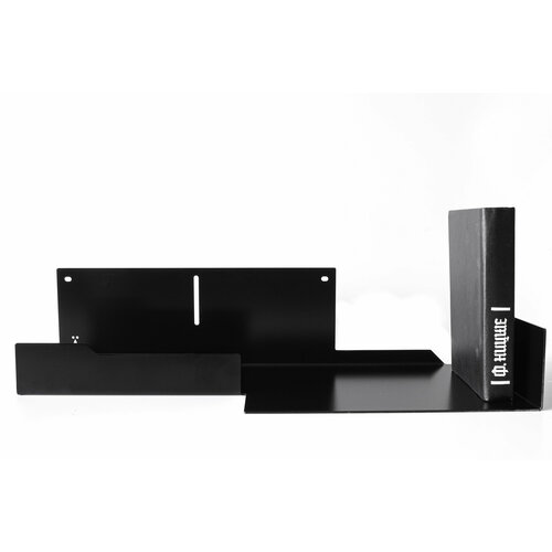 Полка книжная настенная металлическая А-2М черная, сталь 2 мм