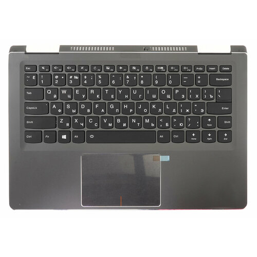 Клавиатура для Lenovo Yoga 710-14IKB (5CB0L47382) чёрная с темно-серым топкейсом клавиатура топ панель для ноутбука lenovo yoga 710 14isk чёрная с темно серым топкейсом и подсветкой