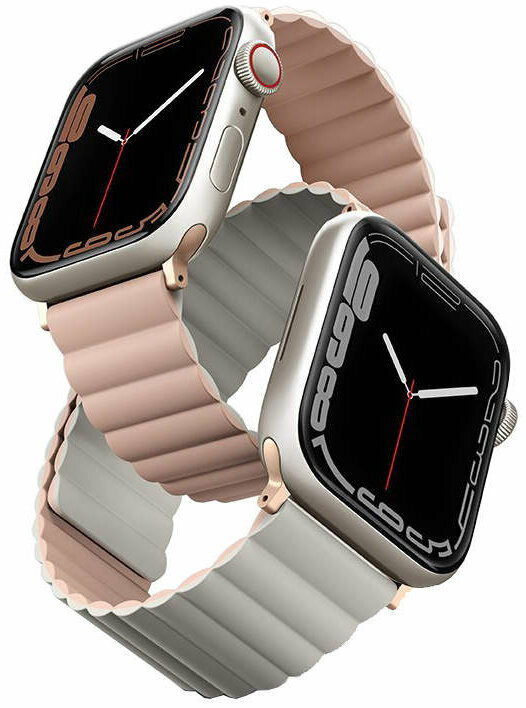 Ремень силиконовый Uniq REVIX для Apple Watch 49/45/44/42 цвет розовый/бежевый (45MM-REVPNKBEG)