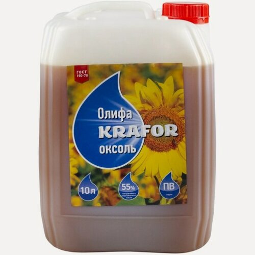 Изображение товара Олифа Оксоль Krafor , для деревянных и металлических поверхностей, 10 л, бесцветная