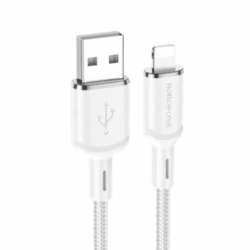 Кабель USB - 8 pin Borofone BX90, 1.0м, 2.4A, цвет: белый кабель usb lightning bx17 1m borofone белый