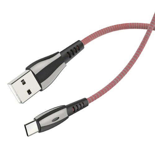 Кабель USB - Type-C Celebrat CB-12T, 1.0м, круглый, 3.0A, силикон, цвет: красный