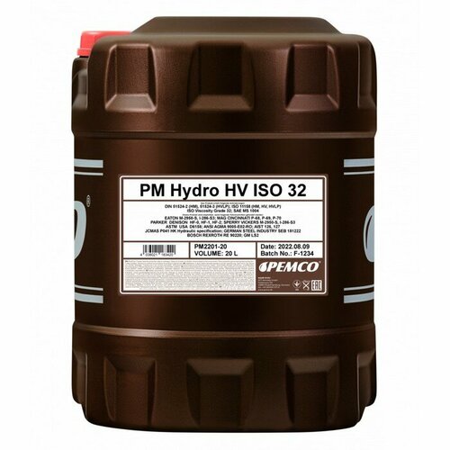 PEMCO Масло гидравлическое PEMCO Hydro HV ISO 32, минеральное, 20 л
