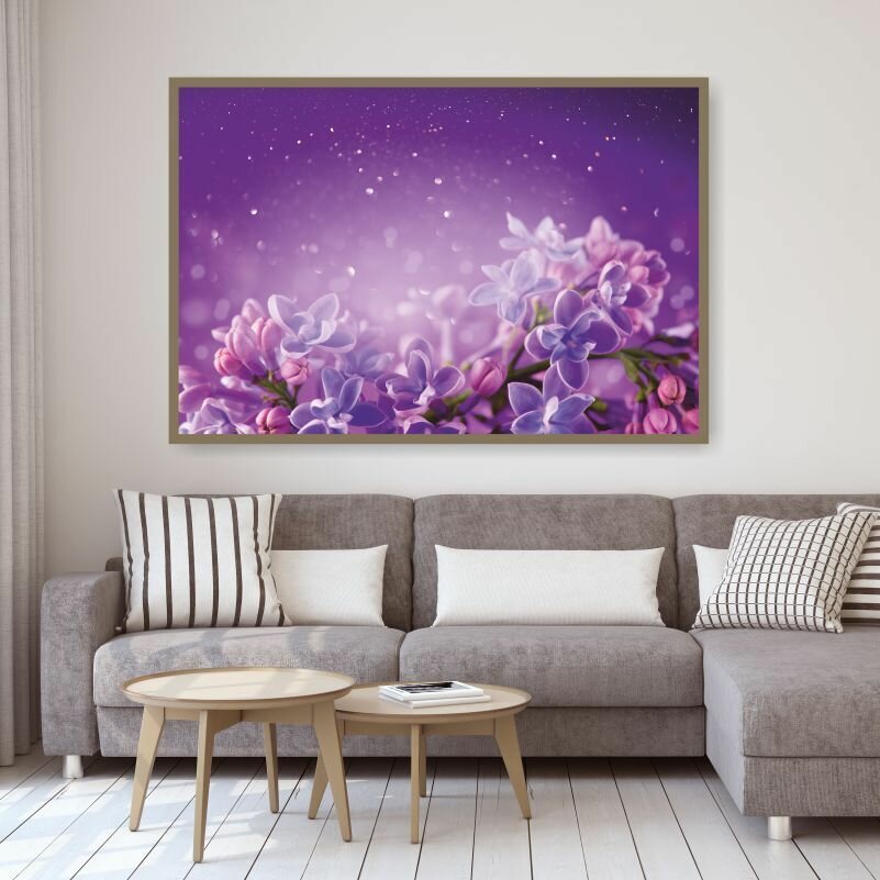 Постер для интерьера Нежные Фиолетовые Цветы Сирени 40х30 см в тубусе ПолиЦентр