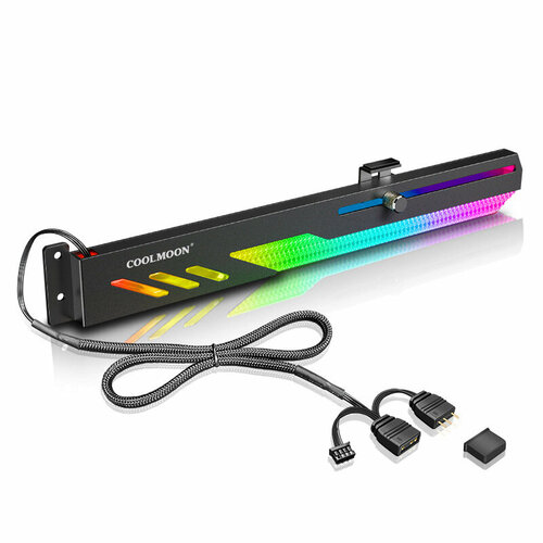 Светодиодный кронштейн MyPads GT8 для видеокарты синхронный разъем ARGB планка для поддержки видеокарты с подсветкой с алмазной огранкой черный 1988₽