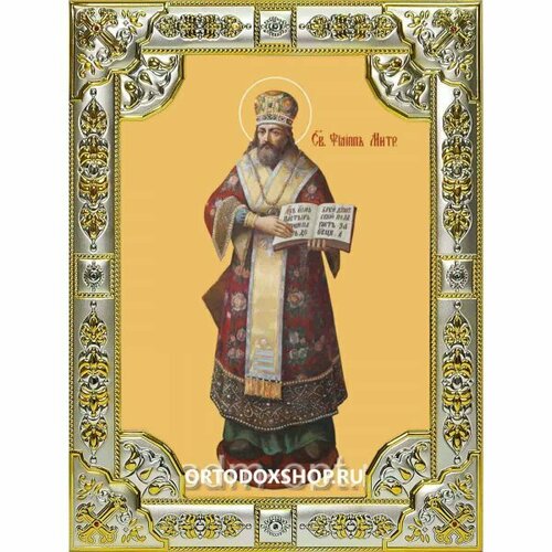 Икона Филипп Московский серебро 18 х 24 со стразами, арт вк-2382
