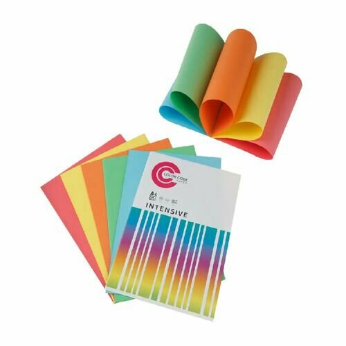 Бумага COLORCODE Color Code, A4, 100л, 80г/м2, радуга интенсив (5цветов) [бцмикс_и]