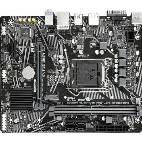 GigaByte Материнская плата GIGABYTE H510M S2H V3, LGA1200, H470, 2*DDR4, DP+HDMI+D-Sub, 4 SATA 6 Гб/с, M2, Audio, Gb LAN, USB 3.2, USB 2.0, mATX