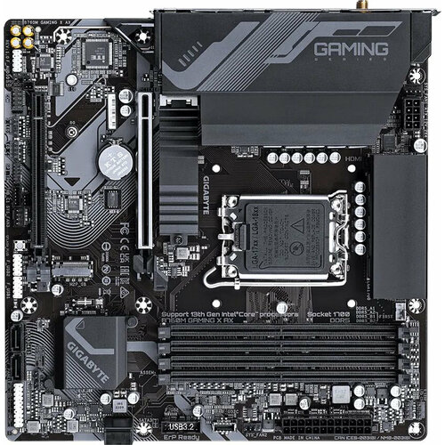 GigaByte Материнская плата Gigabyte B760M GAMING X AX Soc-1700 Intel B760 4xDDR5 mATX AC`97 8ch(7.1) 2.5Gg RAID+HDMI+DP материнская плата gigabyte z790 gaming x soc 1700