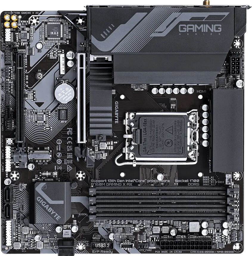 GigaByte Материнская плата Gigabyte B760M GAMING X AX Soc-1700 Intel B760 4xDDR5 mATX AC`97 8ch(7.1) 2.5Gg RAID+HDMI+DP