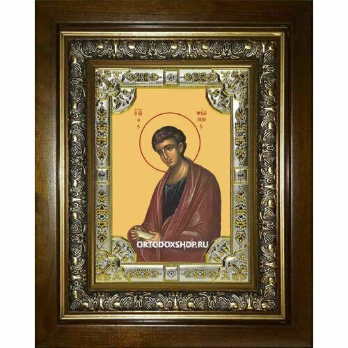 Икона Филипп апостол, 18x24 см, со стразами, в деревянном киоте, арт вк-2476 икона петр апостол 18x24 см со стразами в деревянном киоте арт вк 3512