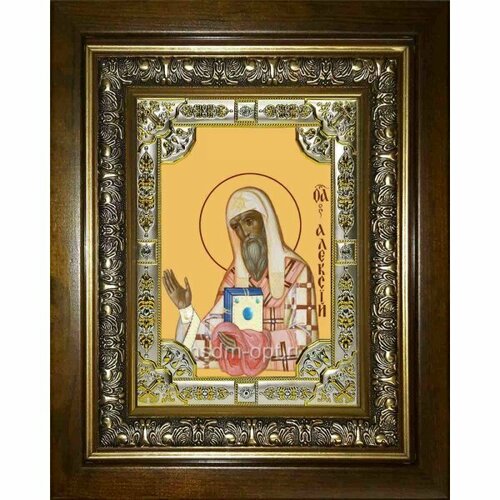 Икона Алексий Московский, 18x24 см, со стразами, в деревянном киоте, арт вк-1611