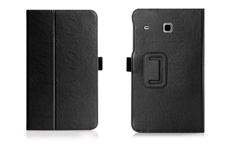 Чехол бизнес класса MyPads для Samsung Galaxy Tab E 8.0 SM-T377 с визитницей и держателем для руки черный кожа