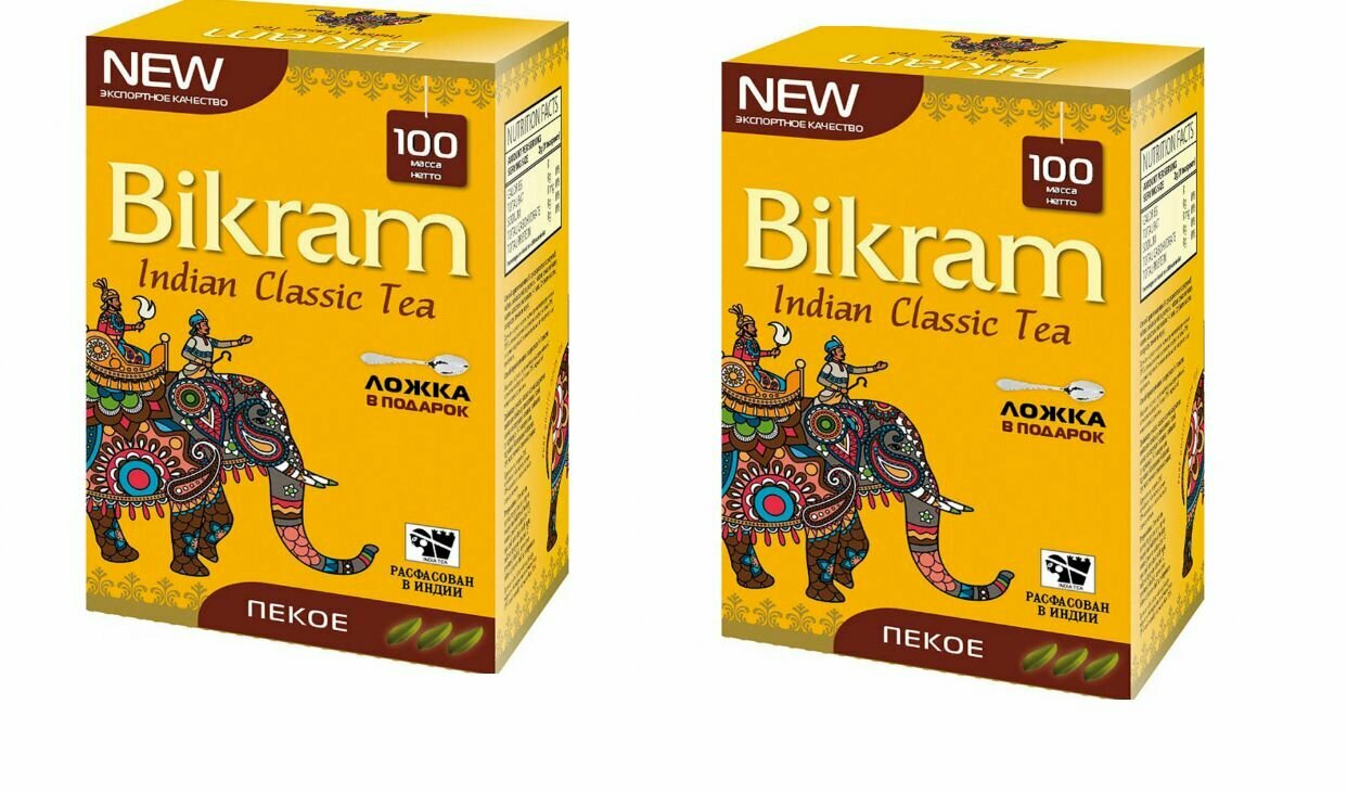 Bikram Чай чёрный Tea PECOE, 100 г - 2 шт.