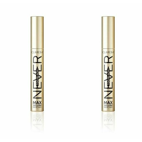 CLARESA Тушь для ресниц Never too black, черная, 10 г, 2 штуки