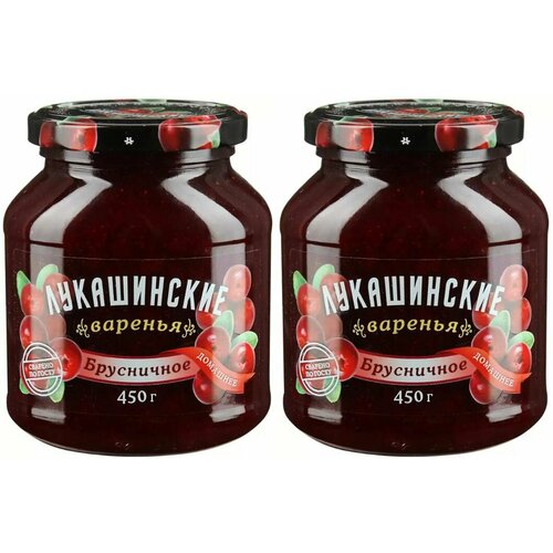 Лукашинское Варенье брусничное с корицей, 450 г, 2 шт