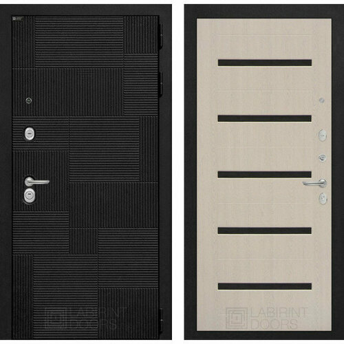 Входная дверь PAZL 01 - Беленый дуб, стекло черное входная металлическая дверь лекс колизей дуб беленый 58