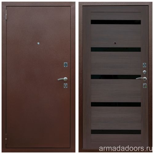 Входная дверь Армада Комфорт Антик медь; МДФ 16 мм СБ-14 Эковенге Стекло чёрное