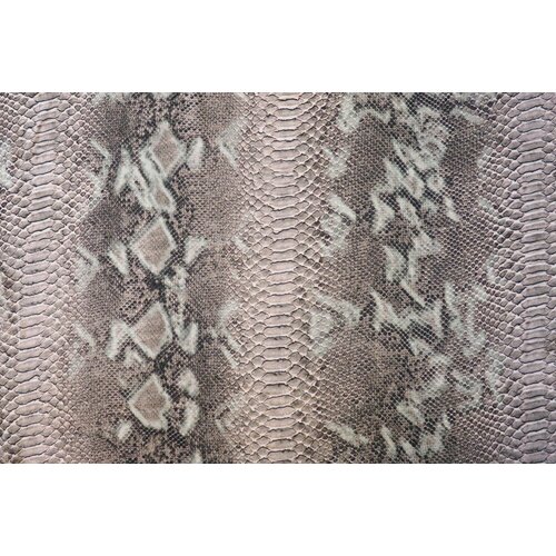 Ткань шелковый атлас бело-розоватый с серым с принтом рептилия