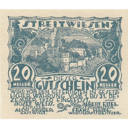 Австрия, Штрайтвисен 20 геллеров 1914-1920 гг. австрия штрайтвисен 10 геллеров 1914 1920 гг