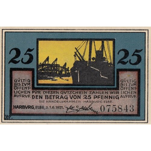 Германия (Веймарская Республика) Харбург 25 пфеннигов 1921 г. германия веймарская республика ведель 25 пфеннигов 1921 г