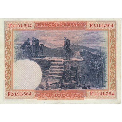 Испания 100 песет 1925 г. банкнота испания 100 песет 1925 г в подлинная банкнота