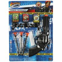 Набор оружия «Полиция» ТМ «Играем вместе» непременно понравится юному герою.;
В комплекте:;
- револьвер;
- 3 пули на присосках;
-  ...