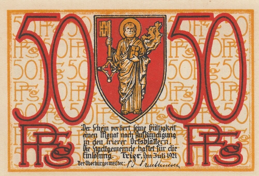 Германия (Веймарская Республика) Трир 50 пфеннигов 1921 г. (4)