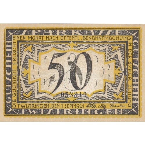 Германия (Веймарская Республика) Твистринген 50 пфеннигов 1921 г. (2)