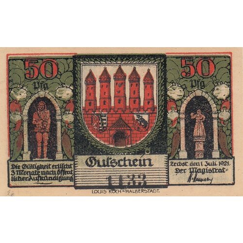 Германия (Веймарская Республика) Цербст 50 пфеннигов 1921 г. (B) (2)