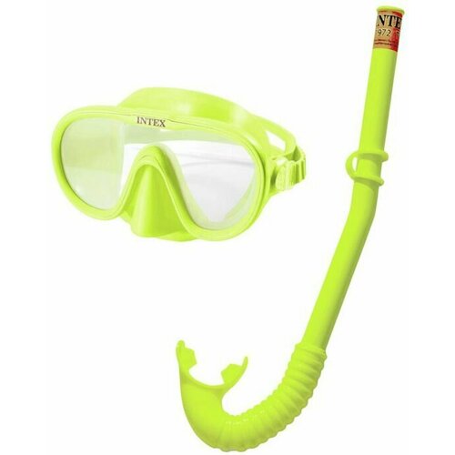 фото Комплект для плавания adventurer swim (маска с трубкой) цвет зелёный intex 55642