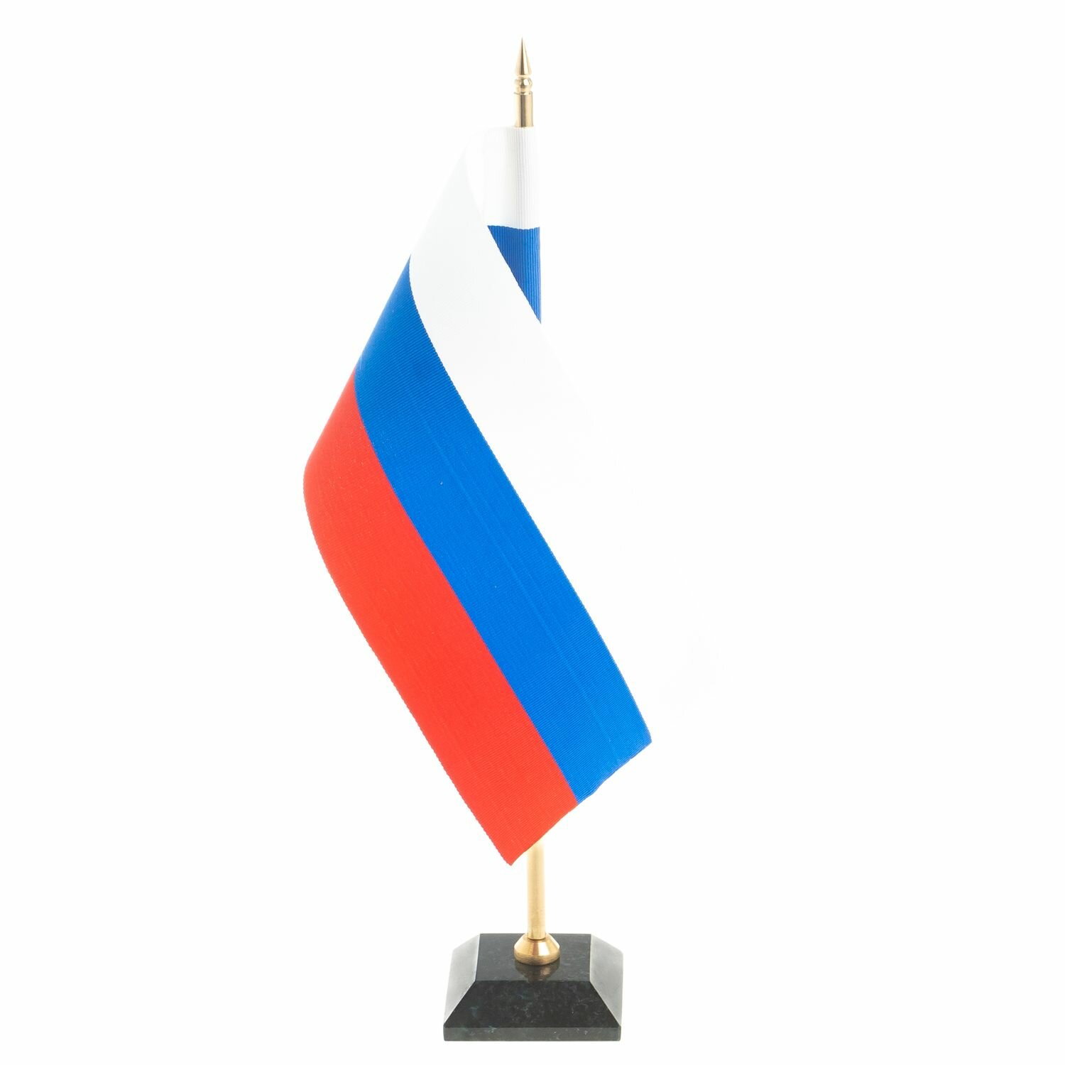 Флагшток с флагом РФ на подставке из черного змеевика 122830