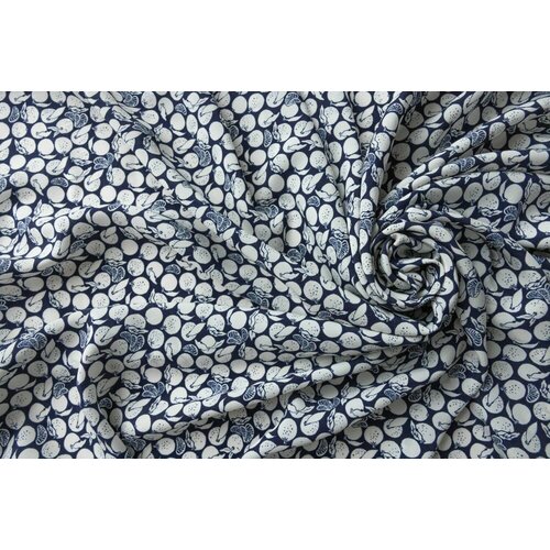 Ткань синий крепдешин с апельсинами