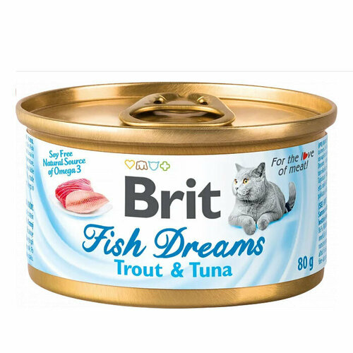 Консервы для кошек Brit Fish Dreams Tuna & Squid Тунец и кальмар 80 г палтус филе fish