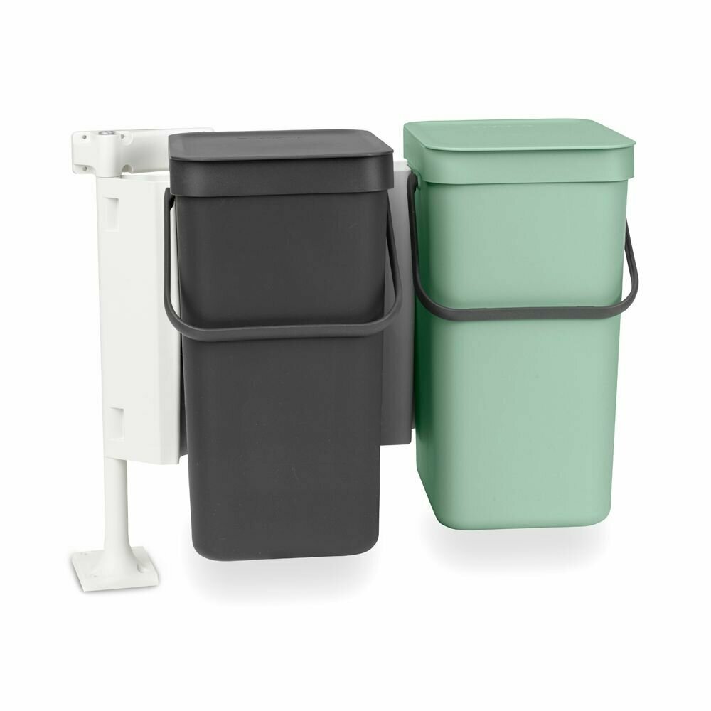 Набор ведер для мусора 2 x 12 л Brabantia Sort & Go темно-серый и мятно-голубой - фото №1