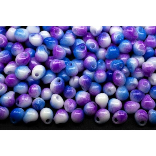 Бисер MIYUKI Drops 3,4мм #55056 White Funky Blue, непрозрачный, 10 грамм