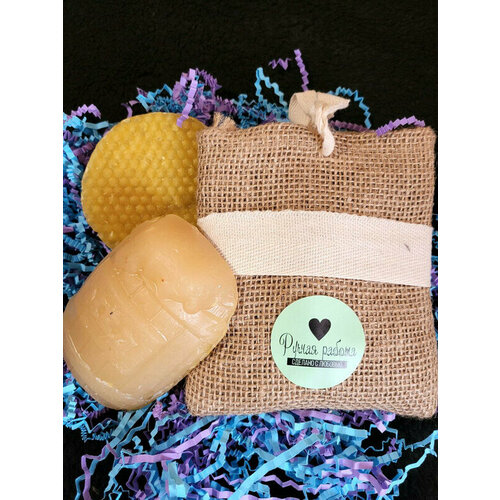 Набор для бани: Мочалка ручной работы и натуральное мыло мочалка со стружкой натурального мыла